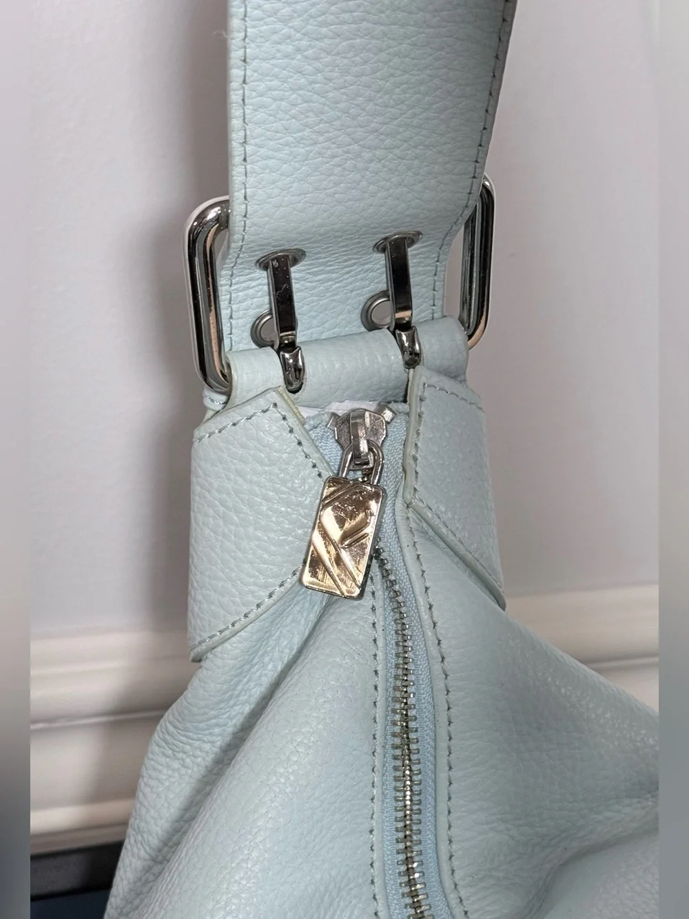 Furla Light Blue Pebbled Leather Shoulder Bag | ✨ | 2000s–Early 2010s ✨ - Picture 5 of 8